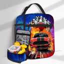 Cars Lunch Box for Boys Kids School Lunch Bag for Boys Girls Reusable Insulated Lunchbox Fire Lighting Car Lightweight Thermal Cooler Tote for School Picnic Travel Hiking Office (Cat01)