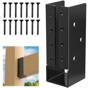 FMhotu Concealed Joist Hanger (6 Pack), 2"x6" Outdoor Concealed-Flange Joist Bracket with Screws, Q235B Steel Powder Coated Concealed Mount Light Joist Hangers for 2"x6" Beam, Swing, Handrail, Fence