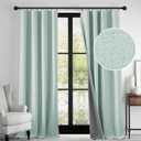 RYB HOME 100% Blackout Linen Textured Curtains 96 inches Long, Thermal Insulating Privacy Energy Saving for Bedroom Living Room Window Office Theater Baby Nursery, W 52 x L 96 in, Aqua, 2 Panels, Aqua 