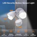 15W 1500 Lumen LED Security Lights with Motion Sensor Outdoor, 3000K/5000K Light, IP65 Waterproof, Dusk to Dawn, Dual-Head Motion Detected Flood Wall Light for Garage Yard Porch (White)