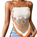 SOLY HUX Women's Paisley Print Bandana Hem Cami Top Spaghetti Strap Tie Back Summer Tops (Large)