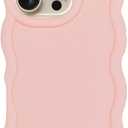 Slim Fit Case for iPhone 13 Pro 6.1-Inch, Wave Frame, Cute Soft TPU Thin Protective Phone Cover for Women, Light Pink