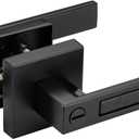 Black Door Handles, Black Door Knobs Interior, Heavy Duty Door Levers Rectangle Slot for Bath & Bed (1)
