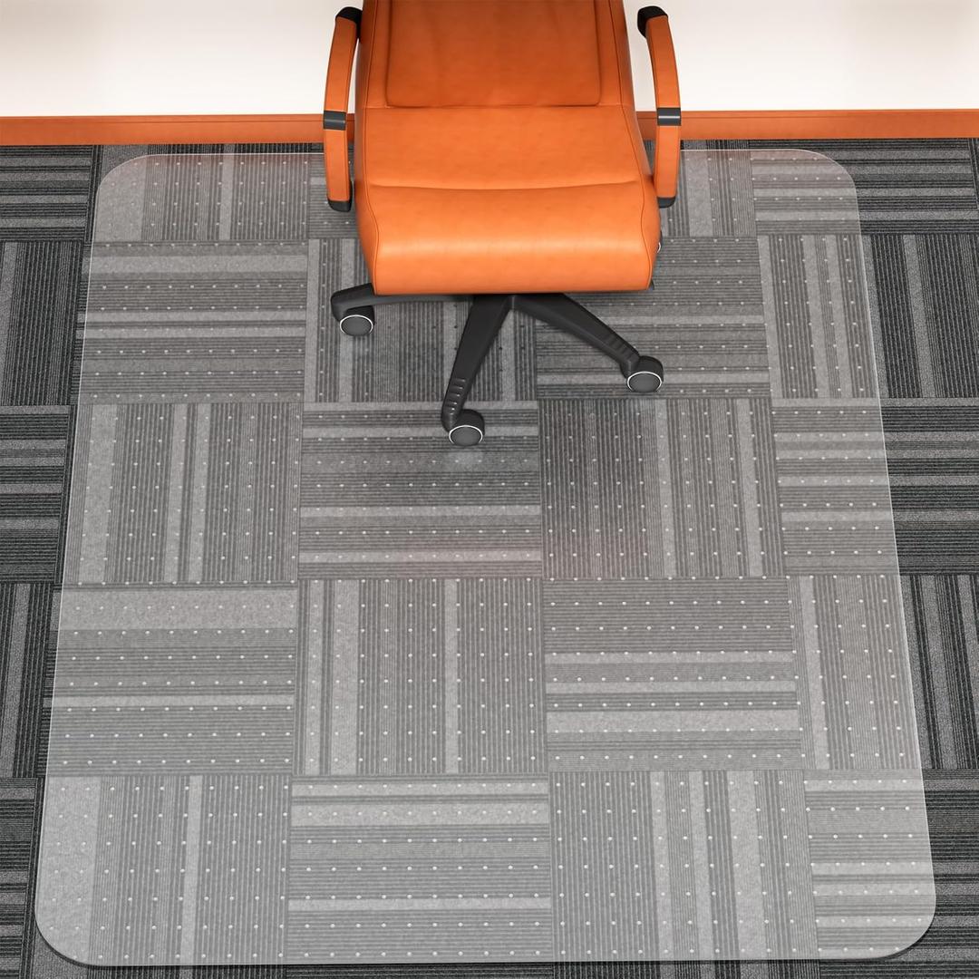 WASJOYE Chair Mat for Carpet, 48" x 60" Office Chair Mat for Carpet, Transparent with Non-Slip Studded for Home and Office
