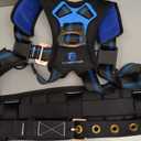 Fall Protection 5pt Full-Body Safety Harness, Vented & Padded Shoulder, Back & Legs, 8 Thick Back Support, Tongue Buckle, D-Rings, Grommet Leg Straps & Waist Belt (OSHA/ANSI Rated PPE), Medium-Large