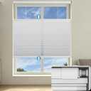 No Drill No Tools Light Filtering Cellular Shades, Custom Size Top Down Bottom Up Cordless Honeycomb Blinds for Windows, Easy Install Indoor Window Blinds for Bedroom, Office, Home, White