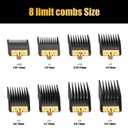 8PCS Premium Clipper Guards with Metal Clip compatible with BaBylissPRO Barberology Comb Set,Cutting Lengths 1/16”-3/4 ”, for Babyliss Clipper Guards for FX870 FX890 FX825 FX673 Clippers