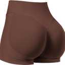 VOYJOY Women Workout Impact Shorts 2.5"/ 3.6"/ 4.5"/ 6" Scrunch Butt Lifting Gym Seamless Booty Biker Shorts (Brown, XS)