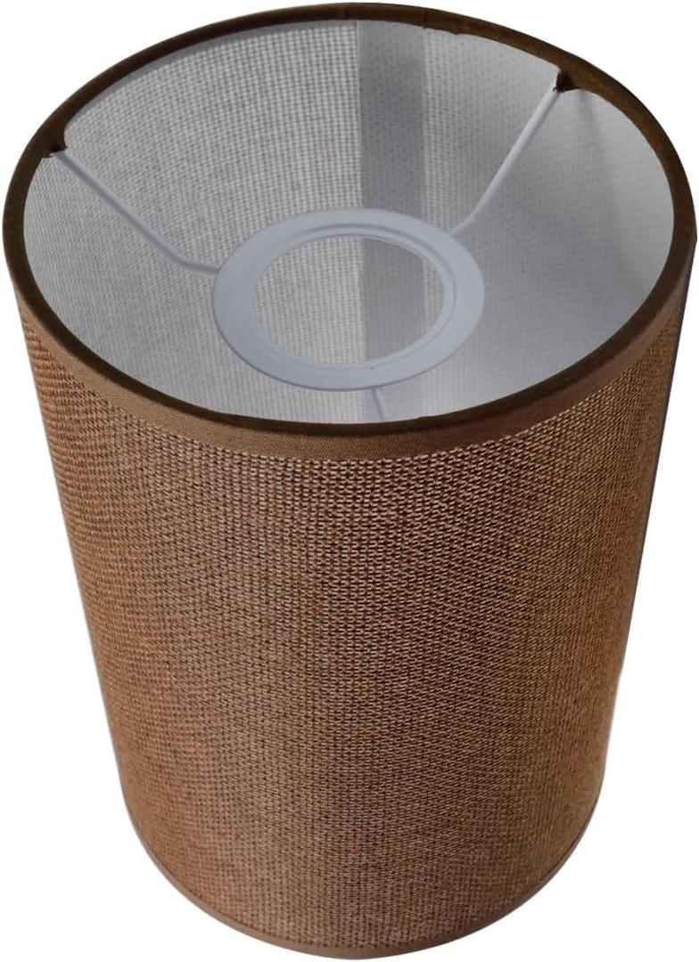 MY MIRONEY 5.51" x 7.87" Cylindrical Lampshades Brown Linen Drum Lamp Shades Modern Style Lampshade Cover Replacement for Floor Lamp, Table Lamp, Bedside Lamp