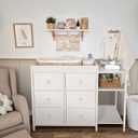 BOLUO Baby Dresser with Changing Table Top, Black Changing Table Dresser with 6 Fabric Drawers Diaper Changing Station with Storage Shelf for Nursery Modern