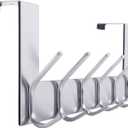WEBI Over The Door Hook Door Hanger:Over The Door Towel Rack with 6 Hooks for Hanging Coats,Door Coat Hanger Towel Hanger Over Door Coat Rack for Towels,Clothes,Back of Bathroom,Silver