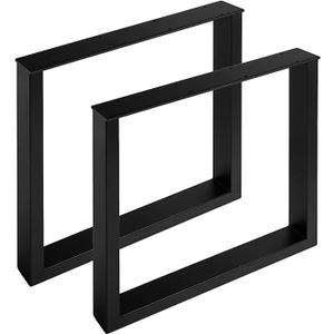 Metal Table Legs, 28''Hx 27W Dining Leg, Heavy Duty 3.1" Width Section Square Steel Table Legs, 28x27x3.1 Inch Black Industrial Style Furniture Legs for Dining Desk Bench and Coffee Table