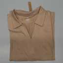 Women's Short Sleeve V-Neck Polo Shirts Business Casual Work Collared Tops Dressy Johnny Collar Cute Blouses L