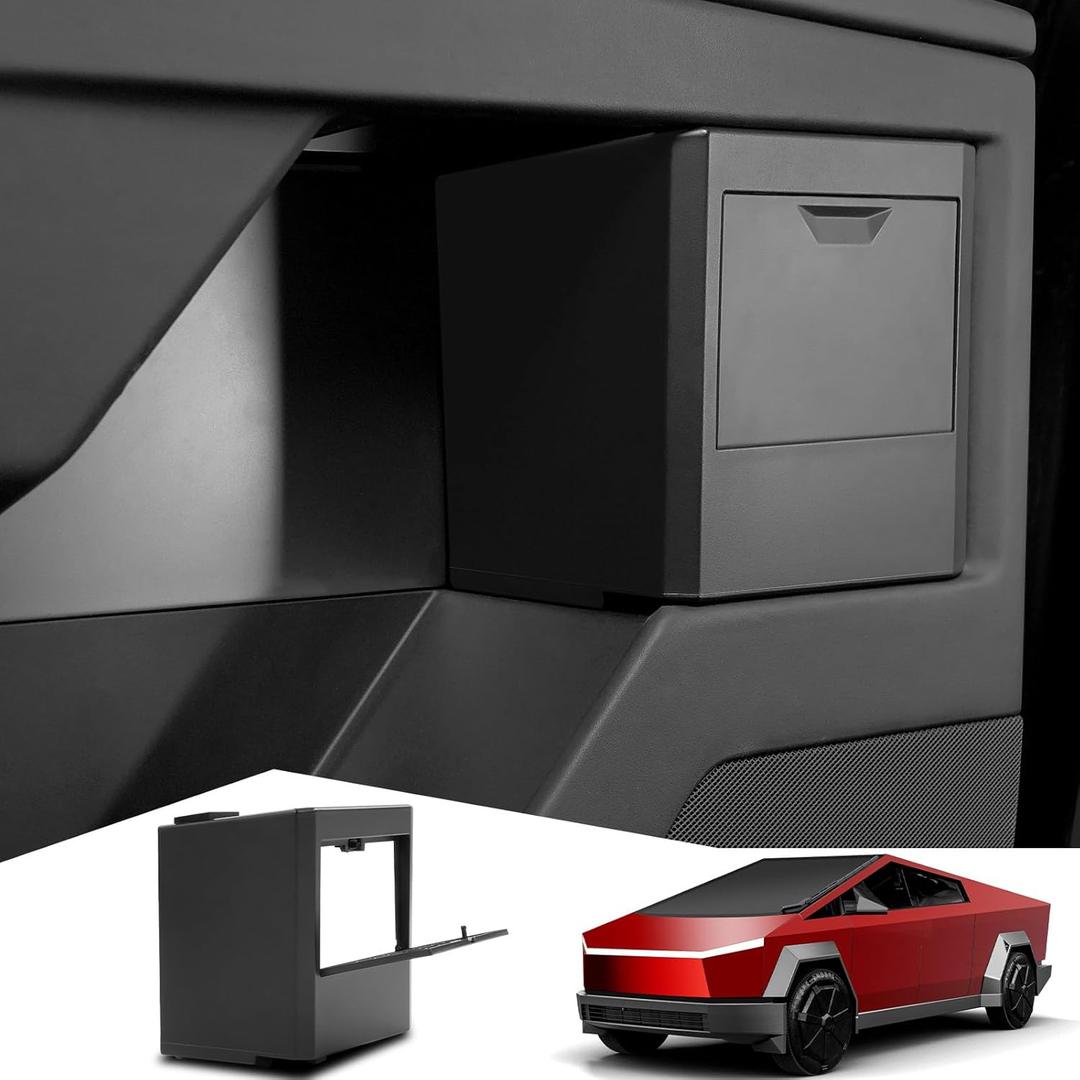 Door Built-in Hidden Storage Box for Tesla Cybertruck 2025 2026 2024, Pop-Up Lid Door Side Organizer with Silicone Pad for Cybertruck Accessories (2 PCS)