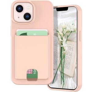 Petocase for iPhone 15 Wallet Case Card Holder Slot Ultra Slim Fit Flexible TPU Gel Rubber Soft Skin Silicone Protective Phone Case Cover for Apple iPhone 15 6.1 inch Light Pink