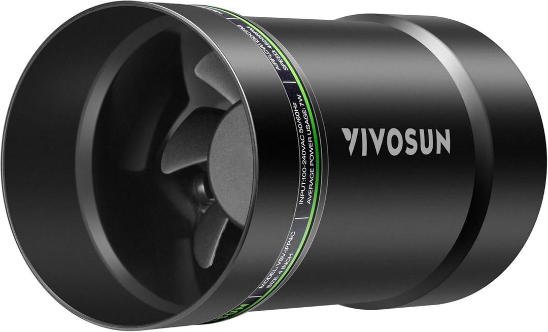VIVOSUN 4 Inline Booster Duct Fan, 130 CFM Quiet Exhaust Fan for HVAC Ventilation in Grow Tents, Basements, Bathrooms, Kitchens, and Attics