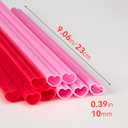 Jumbo 10mm Wide Individually Wrapped Red Heart Shape Disposable Straws, Cute Plastic Drinking Straws for Valentines & Galentines Day Wedding Smoothie, Milkshake(100 Pcs)