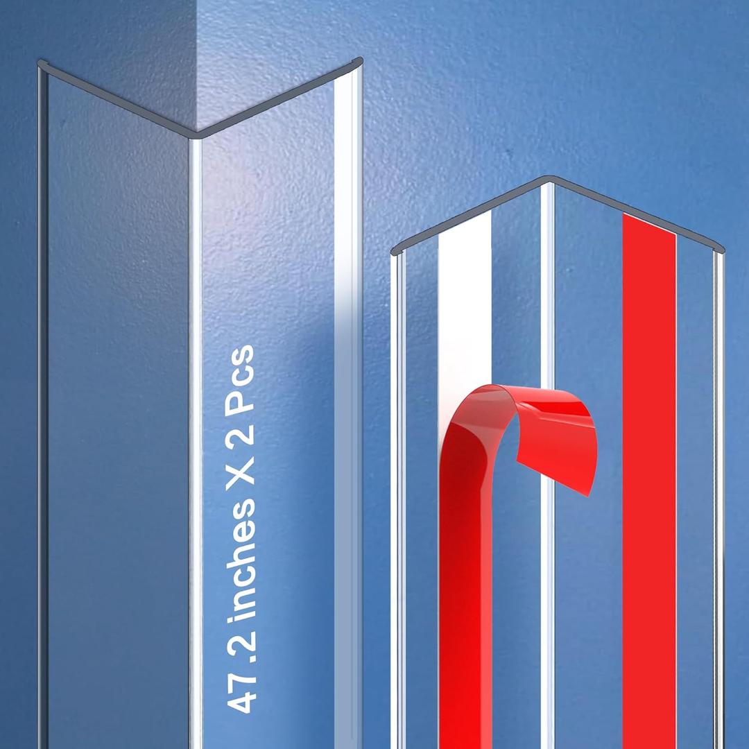 Clear Self-Adhesive Wall Corner Protectors-2 PCS of Corner Guards & Edge Protector for Baby, Furniture, Door, Tables, Cover Sharp Furniture, Easy to Install (3cmx120cm/1.18inx47.2in)