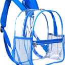 Keepcross Blue 12x6x12 Clear Backpack for Stadium Events,Mini Clear Stadium Bag for Sporting Events,Games,Festival,Concerts