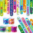 Frienda 40 Pcs Bible Verses Religious Christian Slap Bracelets for VBS Jesus Love You Wristbands Inspirational Motivational Nativity Slap Bracelet Sunday Supplies He Is Risen(Motivational)