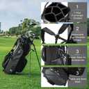 KVV Lightweight Golf Stand Bag with 7 Way Full-Length Dividers, 5 Zippered Pockets, Automatically Adjustable Dual StrapsElegant Design