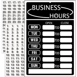 Opening Hours Sign,Business Hours Indicator,Store Hours Plaque,Hours of Operation Door Supplies for Business, Changeable Store Time Mark with Stickers for Store or Office8x 12,Black