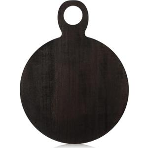 1 Pcs Acacia Wood Cutting Board with Handle 21'' Circle Charcuterie Chopping Board for Pizza Cheese Meat Decorative Black Wooden Serving Tray for Kitchen and Dining Room, 21.1"L x 17.7"W