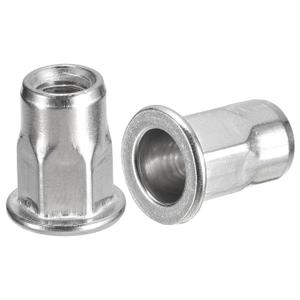 uxcell M6 Half Hex Body Rivet Nuts, 60pcs 304 Stainless Steel Flat Head Threaded Insert Nuts for Metal, Plastic