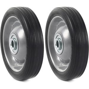 (2-Pack) AR-PRO 5 x 1.5 Flat Free Solid Rubber Wheel Assemblies - Replacement Hand Truck Wheels with Ball Bearings and 1/2 Bore Hole Diameter - Heavy-Duty Solid Rubber Wheels 88 lbs Load Capacity