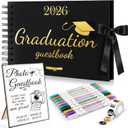 13 Pcs 2026 Graduation Guest Book Set, 30 Pages Scrapbook Photo Album with Photo Sign, 10 Dual Tip Metallic Markers Pens and DIY Matching Stickers for Grad Party Decorations Favors