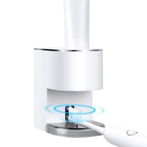 Automatic Toothpaste Dispenser Wall Mounted: White Electric 6 Adjustable Levels Auto Toothpaste Squeezer Smart Rechargeable Touchless for Kids Adults - Bathroom - Replaceable Parts