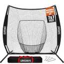 7x7ft Baseball Softball Net with Steel Frame for Batting, Hitting, Pitching, Portable Baseball Batting Net with Carry Bag, Great for All Levels