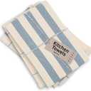 MEEMA Upcycled Spring Kitchen Towels Cotton Fabric | Super Absorbent Hand Towels with Hanging Loop | Cleaning Rags and Dish Towels for Kitchen | Blue Striped | Large 18 x 28 Inch | 4-Pack