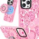 for iPhone 15 Pro Max Case for Women - Cute Kawaii Design Girls Compatible with Magsafe Magnetic Ring Holder Stand PK Face Phone Covers Aesthetic Girly TPU Funda for 15 Pro Max