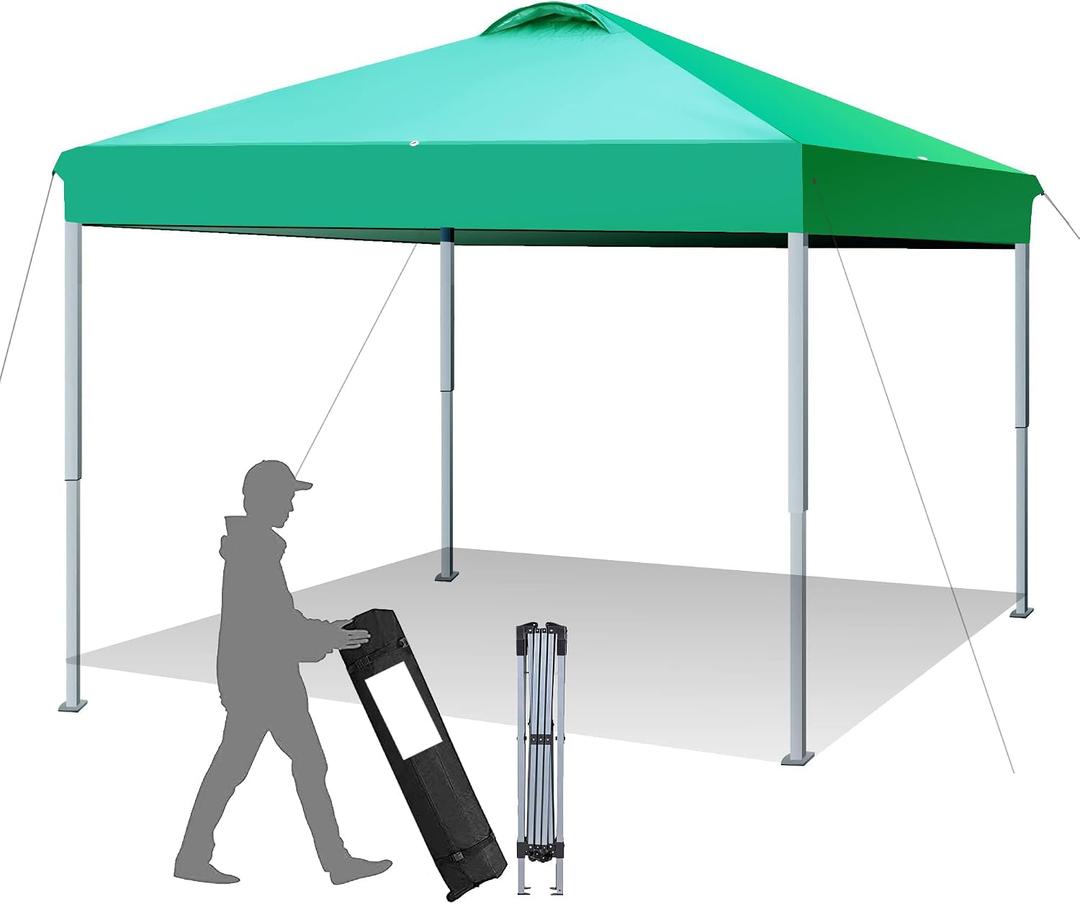 6x6 Pop Up Canopy Tent Instant Canopy for Party Portable Beach Tent Sun Shelter Heavy Duty Steel Frame Outdoor Canopy, Green