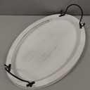 Farmlyn Creek Wooden Tray - 16 x 11 x 2 in, Rustic White Oval - Serving Platter with Handles for Coffee Table Decor & Bed Tray Use - Table Centerpiece for Farmhouse Decor