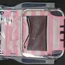 Beach Chair for Adults, 5 Position Lay Flat Backpack Beach Chair with Cooler, Cup Holder and Storage Bag, Portable Folding Heavy Duty Beach Lounger for Outdoor, Lawn, Camping, Festivals-Pink Stripe, Small