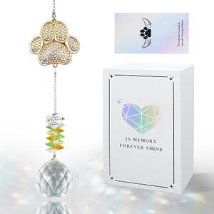 Dog Memorial Gifts for Loss of Dog, Pet Loss Sympathy, Cat Death Remembrance Gift for Pet Lovers, Cat Bereavement Ornament with Sympathy Card (gold)