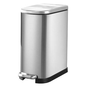 SYNCVIBE Bathroom Trash Can with Soft-Close Lid 3.5 Gallon Stainless Steel Garbage Can with Removable Inner Bucket Slim Trash Bins for Bedroom, Office (Silver)