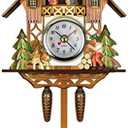 AUNMAS Antique Wooden Cuckoo Clock, Auto Swing Pendulum Quartz Wall Clock, Traditional Design for Home Decor Black Forest (Cm001)