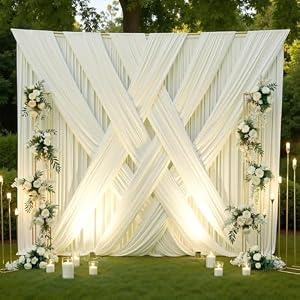 50x12 ft Ivory Backdrop Curtains for Weddings Parties, Birthdays and Photos