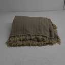 Ultra Soft Pre-Washed Quilted Throw Blanket, Ruffle Fringed Olive Green Decorative Throw, Sage Green Stone Washed Chic Rustic Blanket for Sofa Couch Bed, 50"x 60"