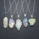 Yashee Ethiopian Opal Raw Pendant Necklace, Silver Plated, 18 inch