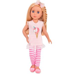 Glitter Girls 14-Inch Fashion Doll - Blonde Hair & Blue Eyes - Pink Tunic, Striped Leggings, Hair Bow & Ballet Shoes Dolls for 3+ Years Year Old Girls Lacy