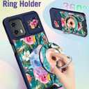 Buleens for Moto G 5G 2024 Case 6.6 Inch - with Ring Stand & Camera Cover Aesthetic Cute Designed for Women Girls Girly Pretty Kawaii Flower Phone Case for Motorola G 5G 2024 Compatible with Magsafe (Lake Blue Flowers)