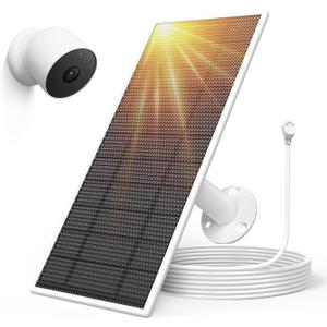 Solar Panel for Google Nest Camera Outdoor or Indoor(Battery Version), 5V 5W Solar Power Charger with 13Ft Cable- Special Made for Google Nest Cam