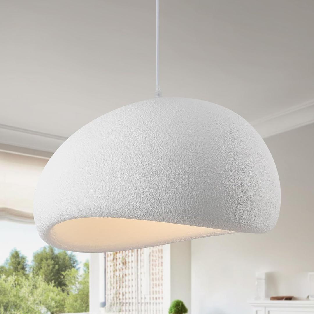 15.7in Wabi Sabi Pendant Lights Kitchen Island Lighting Fixture Ceiling Mount White Modern Japanese Lamp Japandi Chandelier for Dining Living Room Hallway Bedroom Restaurant Hanging Lamp