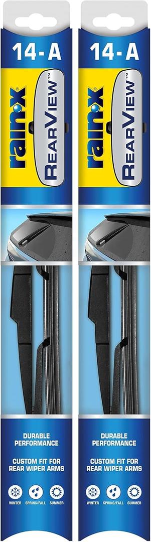 Rain-X 850026 RearView 14-A Rear Wiper Blade, 14 Inch Composite Rear Wiper Blade, Fits Rock Lock 2 (Pack Of 2), Automotive Replacement Wiper Blades That Meet Or Exceed OEM Quality And Design Standards