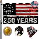 VOLTA Black American Flag 4x6 ft for 250th Anniversary - Double Sided Heavy Duty Outdoor Flag, 3-Ply UV Fade Resistant with Brass Grommets, 1776-2026 USA Freedom Banner for Yard & Indoor Decor