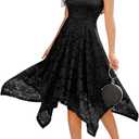 Meetjen Women's Lace Cocktail Party Dress 2025 Handkerchief Hem Bridesmaid Prom Formal Dresses for Wedding Guest (Large, Black)